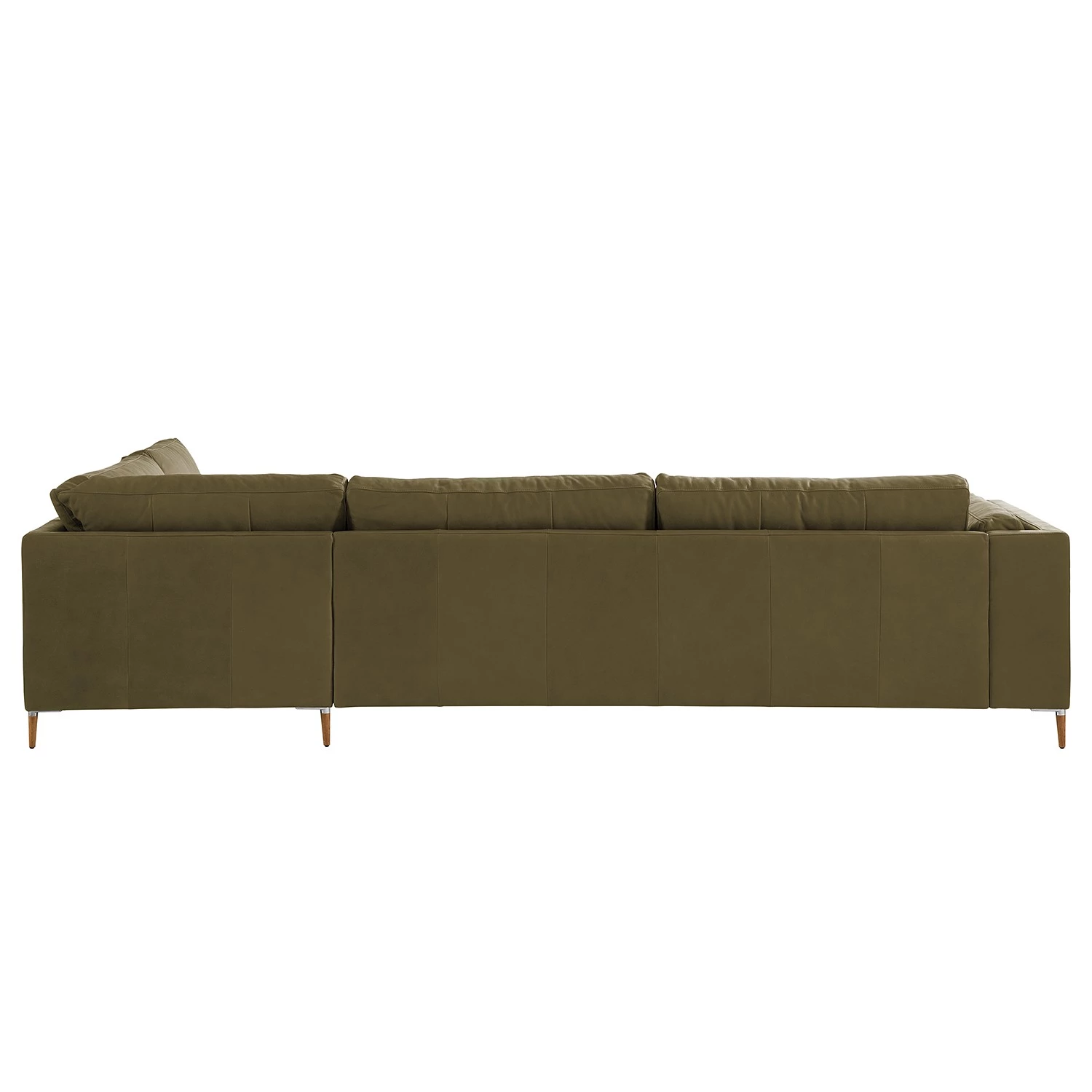 Studio Copenhagen Canapé d’angle COSO Classic+ ottomane - Cuir véritable Taru : Vert olive - Largeur : 311 cm - Méridienne longue à droite (vue de face) - Coffre de lit - Chêne foncé 8 Studio Copenhagen Canapé d’angle COSO Classic+ ottomane - Cuir véritable Taru : Vert olive - Largeur : 311 cm - Méridienne longue à droite (vue de face) - Coffre de lit - Chêne foncé – Image 8