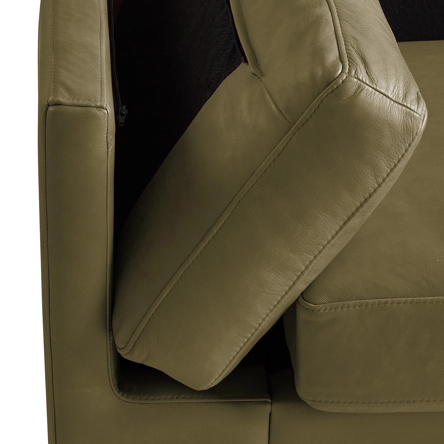 Studio Copenhagen Canapé d’angle COSO Classic+ ottomane - Cuir véritable Taru : Vert olive - Largeur : 311 cm - Méridienne longue à droite (vue de face) - Coffre de lit - Chêne foncé 18 Studio Copenhagen Canapé d’angle COSO Classic+ ottomane - Cuir véritable Taru : Vert olive - Largeur : 311 cm - Méridienne longue à droite (vue de face) - Coffre de lit - Chêne foncé – Image 18