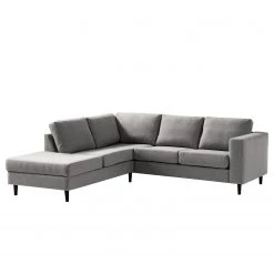 Studio Copenhagen Canapé d’angle COSO Classic ottomane - Tissu Milan : Gris clair - Largeur : 238 cm - Méridienne longue à gauche (vue de face) - Coffre de lit - Hêtre