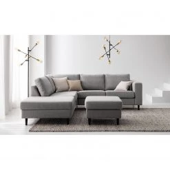 Studio Copenhagen Canapé d’angle COSO Classic ottomane - Tissu Milan : Gris clair - Largeur : 238 cm - Méridienne longue à gauche (vue de face) - Coffre de lit - Hêtre -Canapés Soldes Magasin 1000213058 201023 11041400151 MOOD DETAILS P000000001000213058 mood