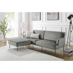 Fredriks Canapé Bleecker (3 places) - Velours - Gris -Canapés Soldes Magasin 1000216230 210107 16315200257 MOOD DETAILS P000000001000216230 mood