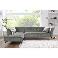 Mørteens Canapé d’angle Jamsa - Velours - Gris - Méridienne longue à gauche (vue de face) -Canapés Soldes Magasin 1000216281 210107 16323300776 MOOD DETAILS P000000001000216281 mood