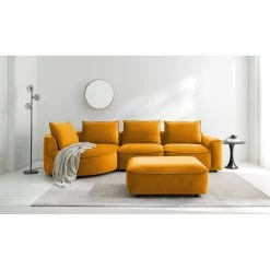 Studio Copenhagen Canapé d’angle Buckley I - Velours Shyla: Orange jaune - Méridienne courte à gauche (vue de face) -Canapés Soldes Magasin 1000217929 210127 14545100176 MOOD DETAILS P000000001000217929 mood