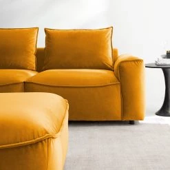 Studio Copenhagen Canapé d’angle Buckley I - Velours Shyla: Orange jaune - Méridienne courte à gauche (vue de face) -Canapés Soldes Magasin 1000217929 210127 14545100178 DETAILS P000000001000217929