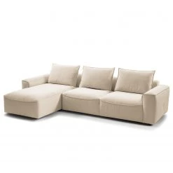 Studio Copenhagen Canapé d’angle Buckley II - Tissu Saia: Beige - Méridienne courte à gauche (vue de face)