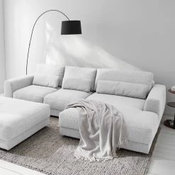 Studio Copenhagen Canapé d’angle Willows III - Tissu Amila: Gris clair - Méridienne courte à droite (vue de face) -Canapés Soldes Magasin 1000218223 210127 14550400425 MOOD DETAILS P000000001000218223 mood