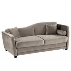 Canapés Soldes Magasin 14 Jack & Alice Canapé convertible Teresina - Velours - Platine - Largeur : 212 cm - Alignement à droite