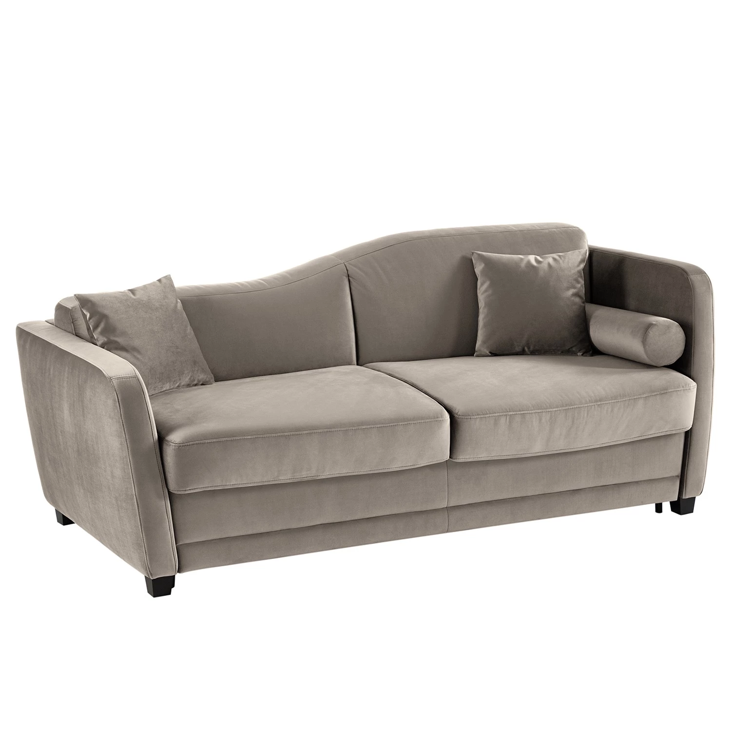 Jack & Alice Canapé convertible Teresina - Velours - Platine - Largeur : 212 cm - Alignement à droite 1 Jack & Alice Canapé convertible Teresina - Velours - Platine - Largeur : 212 cm - Alignement à droite