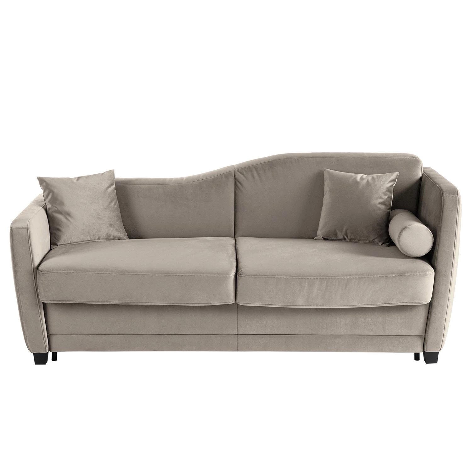 Jack & Alice Canapé convertible Teresina - Velours - Platine - Largeur : 212 cm - Alignement à droite 6 Jack & Alice Canapé convertible Teresina - Velours - Platine - Largeur : 212 cm - Alignement à droite – Image 6