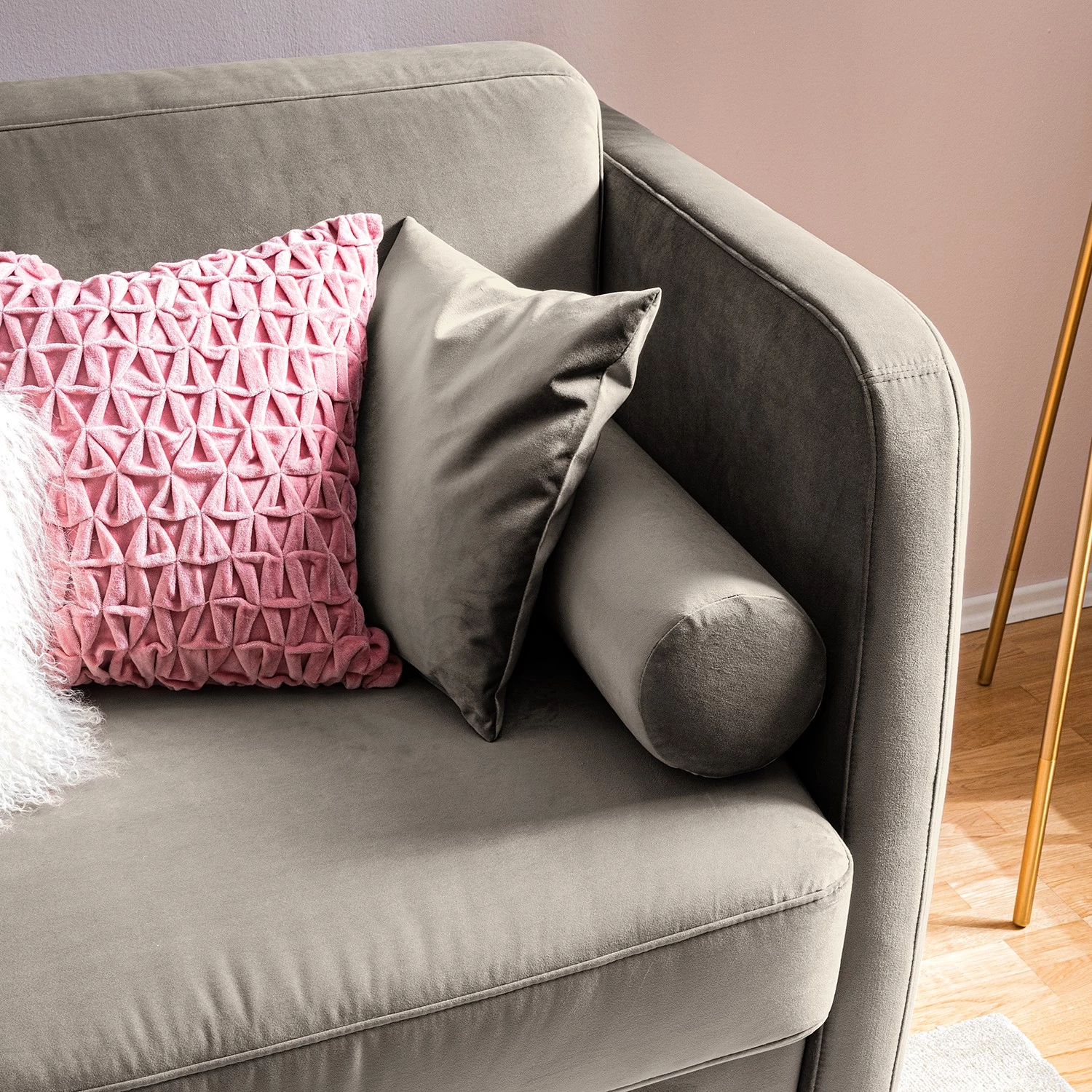 Jack & Alice Canapé convertible Teresina - Velours - Platine - Largeur : 212 cm - Alignement à droite 13 Jack & Alice Canapé convertible Teresina - Velours - Platine - Largeur : 212 cm - Alignement à droite – Image 13