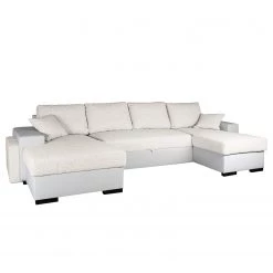 Fredriks Canapé panoramique Bardwell - Similicuir, tissu - Beige / Blanc