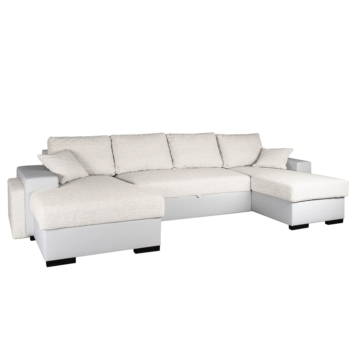 Fredriks Canapé panoramique Bardwell - Similicuir, tissu - Beige / Blanc 1 Fredriks Canapé panoramique Bardwell - Similicuir, tissu - Beige / Blanc