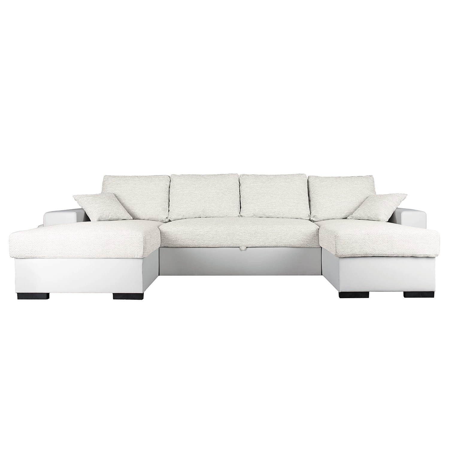 Fredriks Canapé panoramique Bardwell - Similicuir, tissu - Beige / Blanc 2 Fredriks Canapé panoramique Bardwell - Similicuir, tissu - Beige / Blanc – Image 2