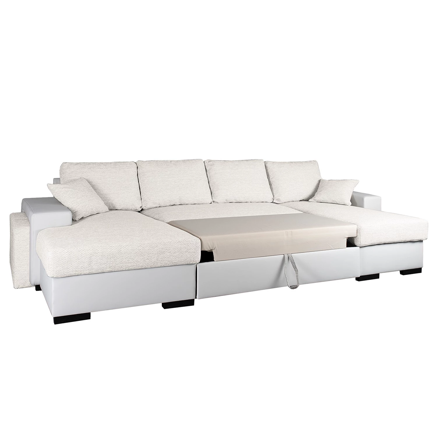 Fredriks Canapé panoramique Bardwell - Similicuir, tissu - Beige / Blanc 3 Fredriks Canapé panoramique Bardwell - Similicuir, tissu - Beige / Blanc – Image 3