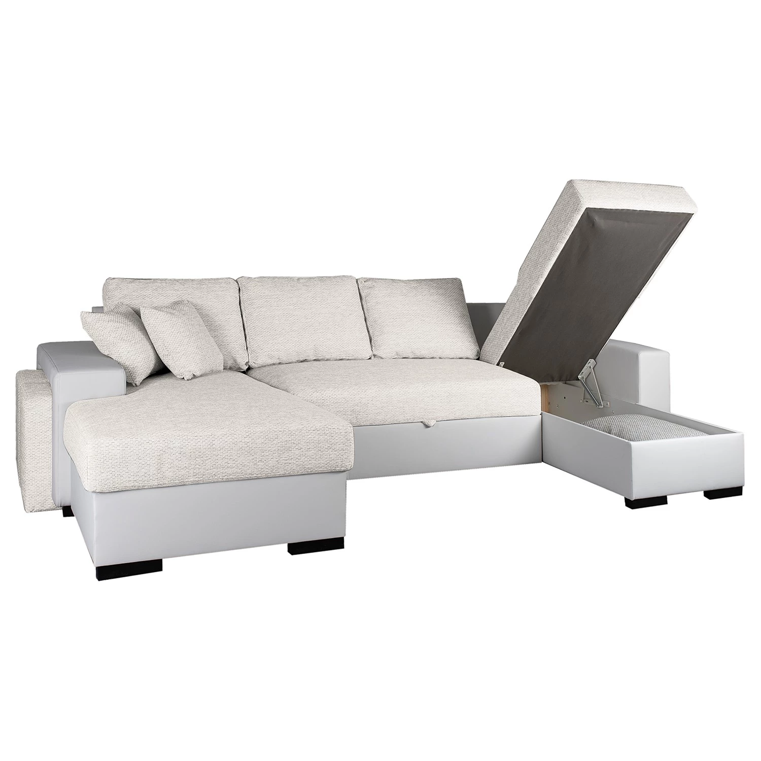 Fredriks Canapé panoramique Bardwell - Similicuir, tissu - Beige / Blanc 4 Fredriks Canapé panoramique Bardwell - Similicuir, tissu - Beige / Blanc – Image 4