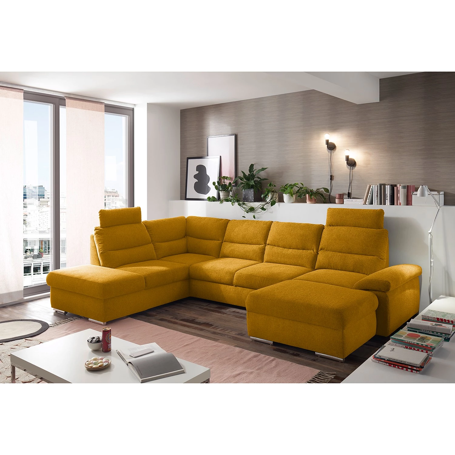 Fredriks Canapé panoramique Caldwell - Tissu - Tissu Roge: Safran - Méridienne longue à gauche (vue de face) 2 Fredriks Canapé panoramique Caldwell - Tissu - Tissu Roge: Safran - Méridienne longue à gauche (vue de face) – Image 2