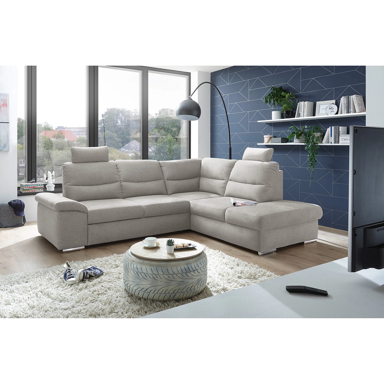 Fredriks Canapé d’angle Caldwell - Tissu - Tissu Roge: Argenté - Méridienne longue à droite (vue de face) 2 Fredriks Canapé d’angle Caldwell - Tissu - Tissu Roge: Argenté - Méridienne longue à droite (vue de face) – Image 2