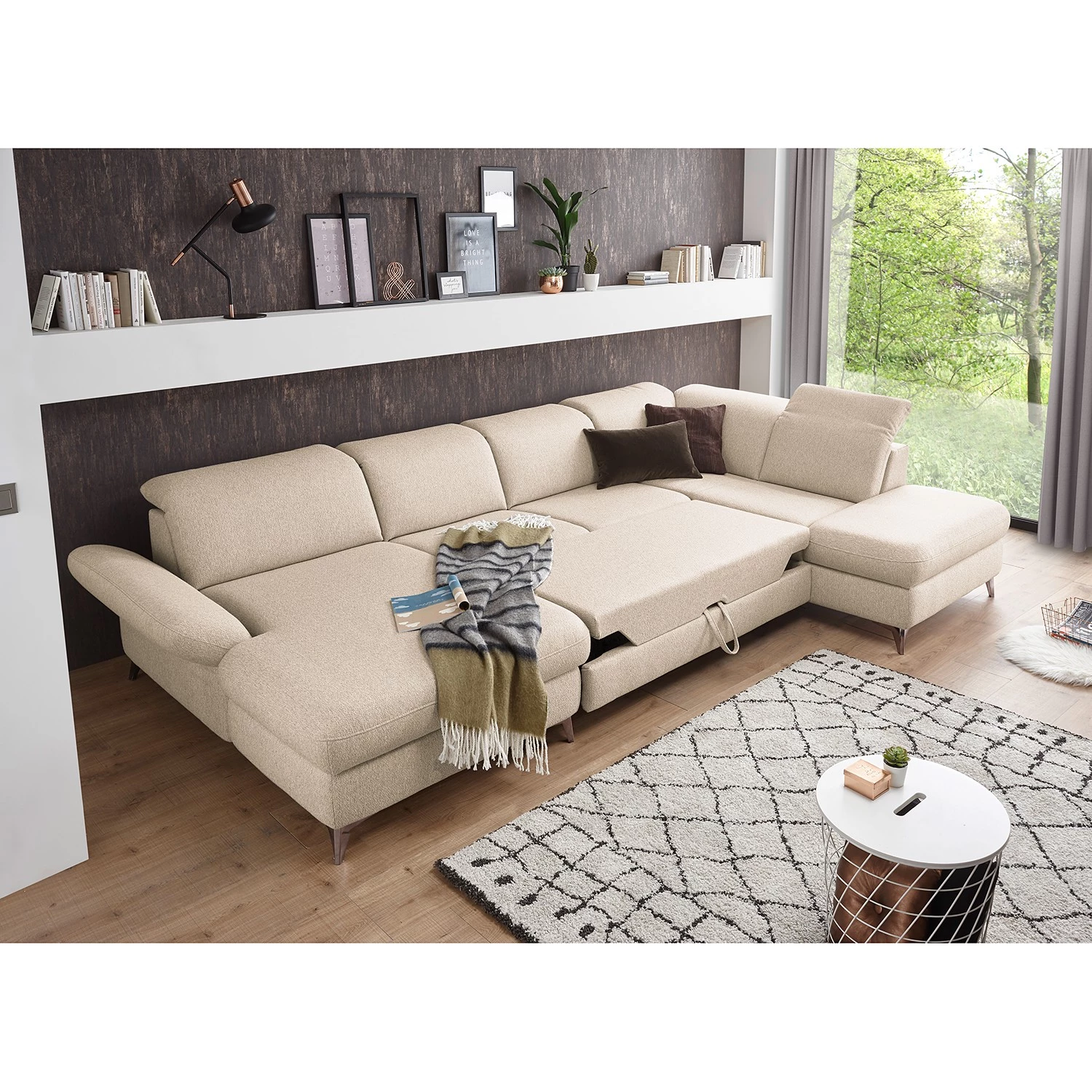 Fredriks Canapé panoramique Glenmoore - Tissu - Tissu Ganum: Lin - Méridienne courte à gauche / longue à droite (vue de face) 3 Fredriks Canapé panoramique Glenmoore - Tissu - Tissu Ganum: Lin - Méridienne courte à gauche / longue à droite (vue de face) – Image 3