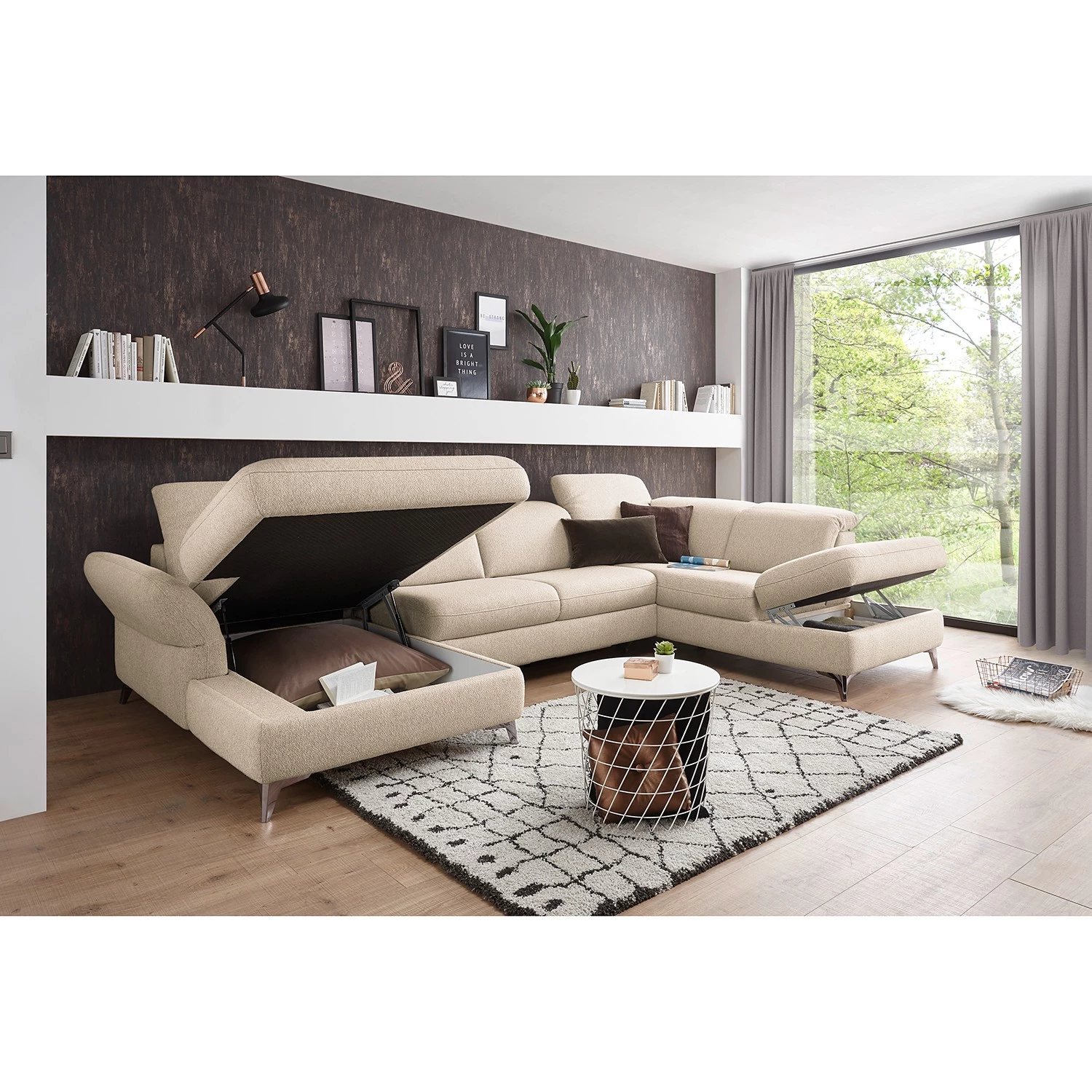 Fredriks Canapé panoramique Glenmoore - Tissu - Tissu Ganum: Lin - Méridienne courte à gauche / longue à droite (vue de face) 4 Fredriks Canapé panoramique Glenmoore - Tissu - Tissu Ganum: Lin - Méridienne courte à gauche / longue à droite (vue de face) – Image 4