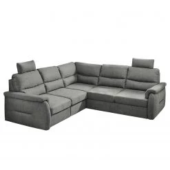 Fredriks Canapé d’angle Gladwin - Microfibre Ranu: Gris foncé - Fonction lit à droite (vue de face)