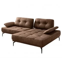 Fredriks Canapé d’angle Linville - Microfibre Torne: Marron scuro - Largeur : 258 cm - Méridienne courte à droite (vue de face) - Sans appui-tête -Canapés Soldes Magasin 1000225234 210305 12311400811 DETAILS P000000001000225234