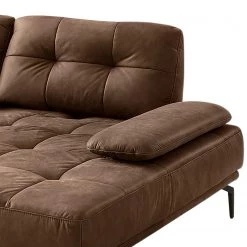 Fredriks Canapé d’angle Linville - Microfibre Torne: Marron scuro - Largeur : 258 cm - Méridienne courte à droite (vue de face) - Sans appui-tête -Canapés Soldes Magasin 1000225234 210305 12311400814 DETAILS P000000001000225234