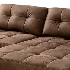 Fredriks Canapé d’angle Linville - Microfibre Torne: Marron scuro - Largeur : 258 cm - Méridienne courte à droite (vue de face) - Sans appui-tête -Canapés Soldes Magasin 1000225234 210305 12311400815 DETAILS P000000001000225234