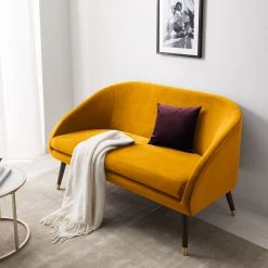 Ridgevalley Canapé Volonne (2 places) - Velours Ravi: Jaune moutarde -Canapés Soldes Magasin 1000227316 210325 07002600155 MOOD DETAILS P000000001000227316 mood