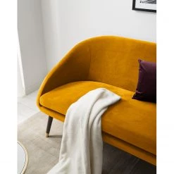 Ridgevalley Canapé Volonne (2 places) - Velours Ravi: Jaune moutarde -Canapés Soldes Magasin 1000227316 210325 07002700156 DETAILS P000000001000227316