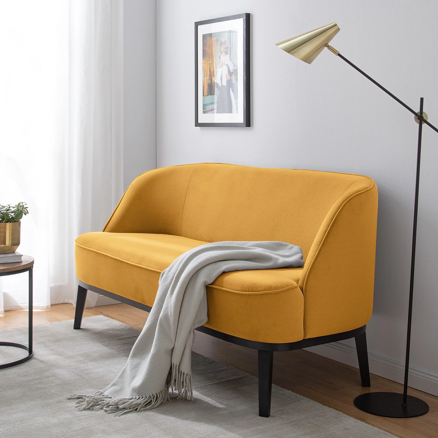 Ridgevalley Canapé Voiteur (2-3 places) - Microfibre Sela: Jaune maïs - Hêtre foncé 2 Ridgevalley Canapé Voiteur (2-3 places) - Microfibre Sela: Jaune maïs - Hêtre foncé – Image 2