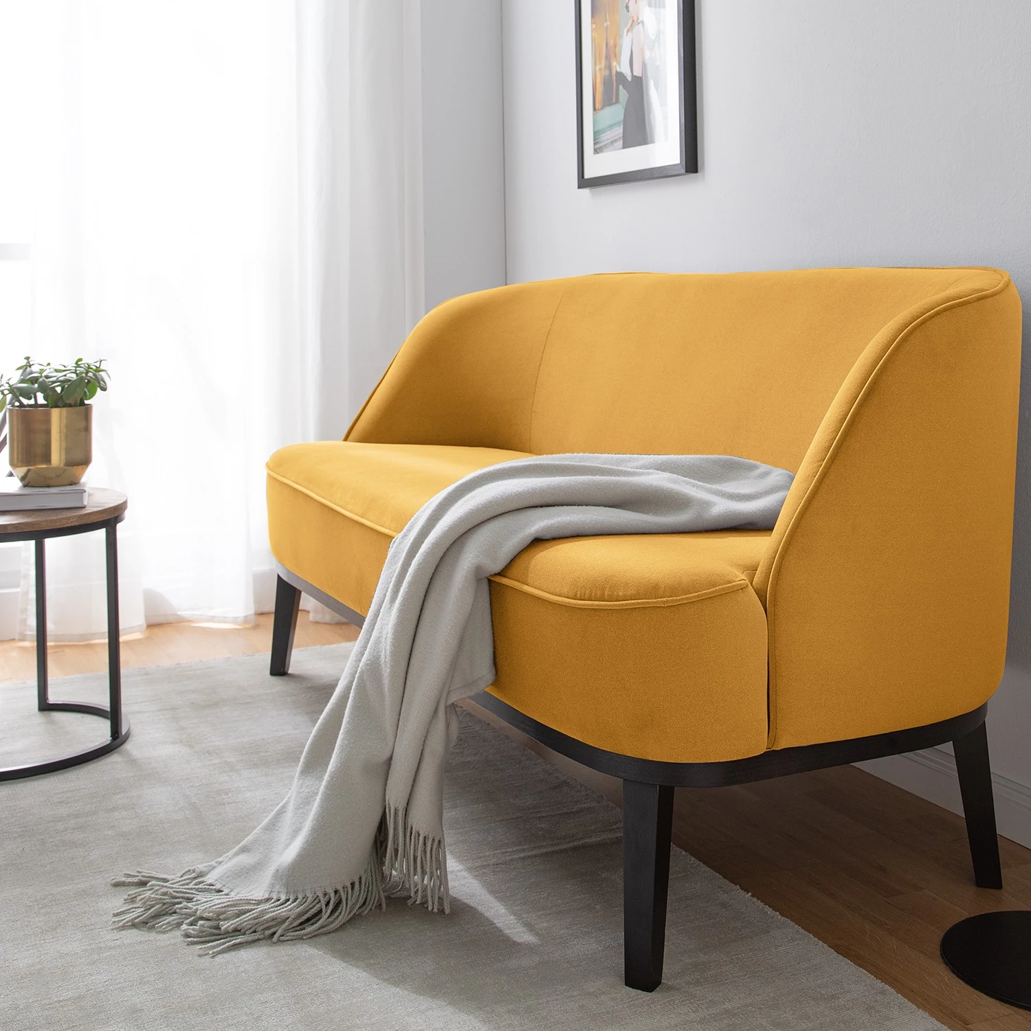 Ridgevalley Canapé Voiteur (2-3 places) - Microfibre Sela: Jaune maïs - Hêtre foncé 8 Ridgevalley Canapé Voiteur (2-3 places) - Microfibre Sela: Jaune maïs - Hêtre foncé – Image 8