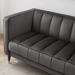 Red Living Canapé Suzy (2-3 places) - Velours Ravi: Gris -Canapés Soldes Magasin 1000227441 210506 10194700187 DETAILS P000000001000227441