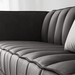 Red Living Canapé Suzy (2-3 places) - Velours Ravi: Gris -Canapés Soldes Magasin 1000227441 210506 10194700188 DETAILS P000000001000227441