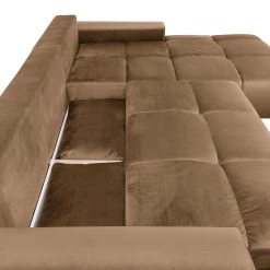 Jack & Alice Canapé d’angle Saint Veep - Velours - Velours Onoli: Beige - Méridienne courte à droite (vue de face) -Canapés Soldes Magasin 1000235662 210210 13321400164 DETAILS P000000001000235662