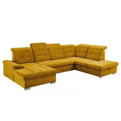 Loftscape Canapé panoramique Montbel - Microfibre - Microfibre Ranu: Jaune moutarde - Méridienne courte à gauche / longue à droite (vue de face) -Canapés Soldes Magasin 1000241660 210127 18103200174 DETAILS P000000001000241660