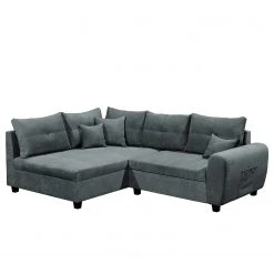 Loftscape Canapé d’angle Viersat - Microfibre - Microfibre Ranu: Anthracite - Méridienne courte à gauche (vue de face)