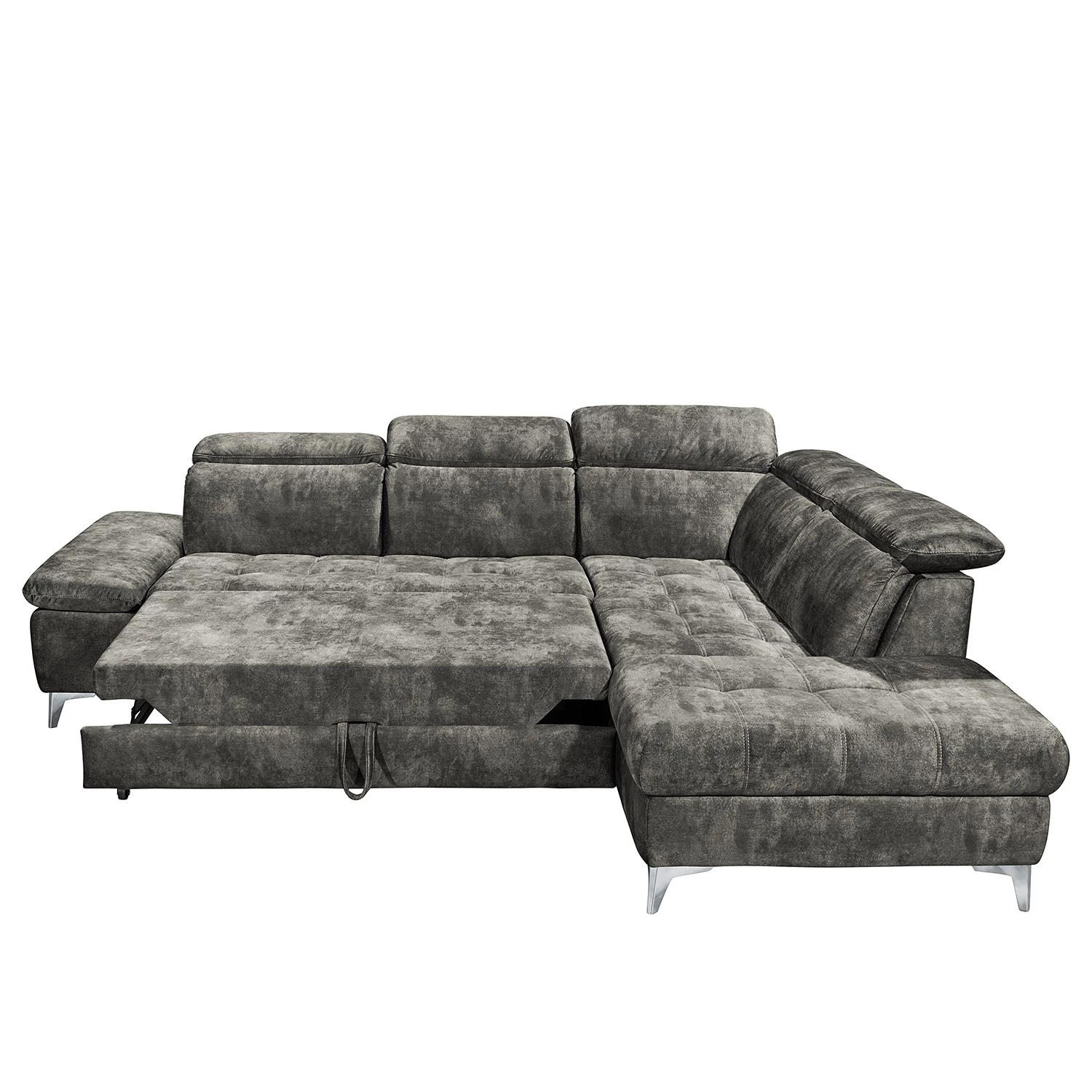 Loftscape Canapé d’angle Groslay - Velours - Velours Insa: Gris - Méridienne longue à droite (vue de face) 5 Loftscape Canapé d’angle Groslay - Velours - Velours Insa: Gris - Méridienne longue à droite (vue de face) – Image 5