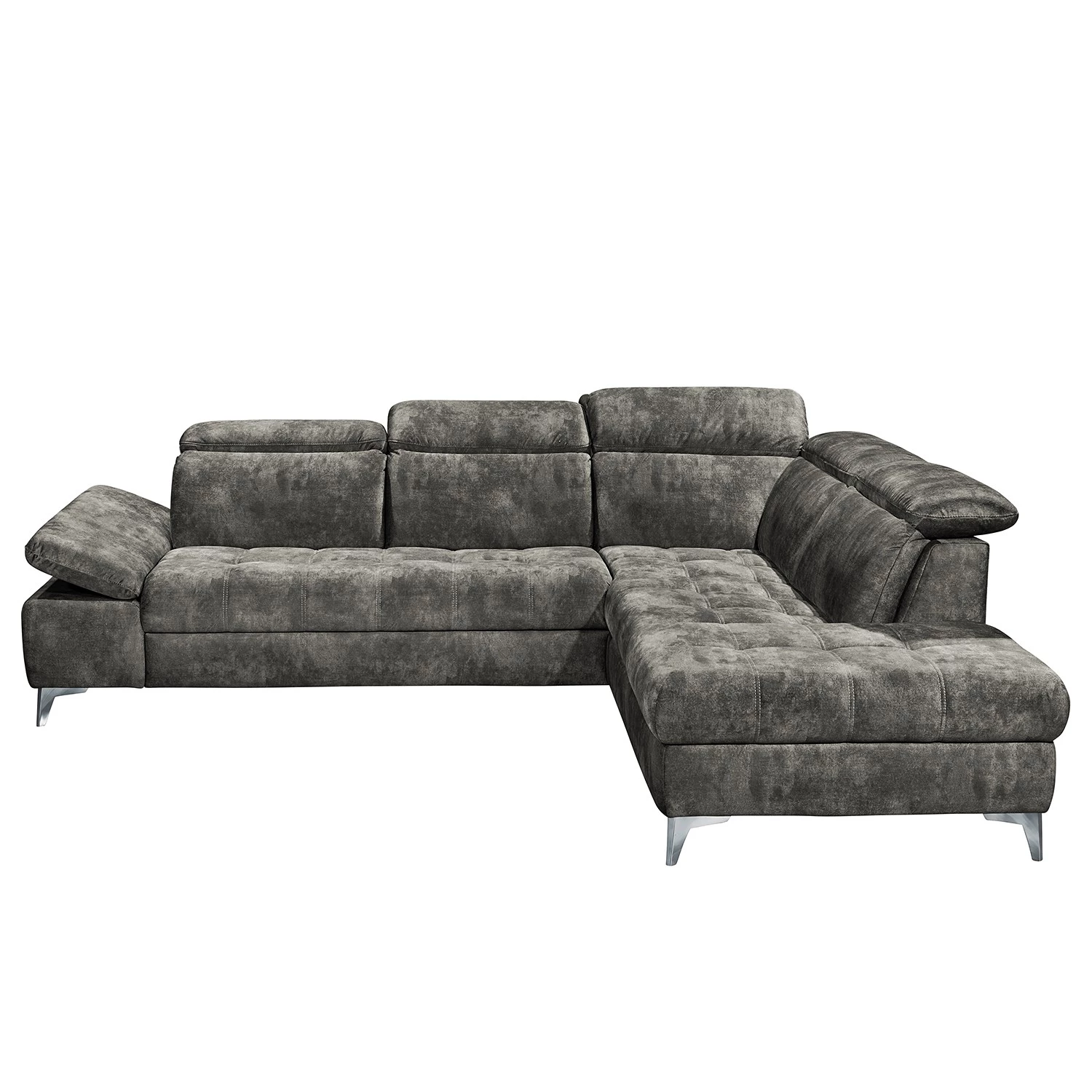 Loftscape Canapé d’angle Groslay - Velours - Velours Insa: Gris - Méridienne longue à droite (vue de face) 6 Loftscape Canapé d’angle Groslay - Velours - Velours Insa: Gris - Méridienne longue à droite (vue de face) – Image 6