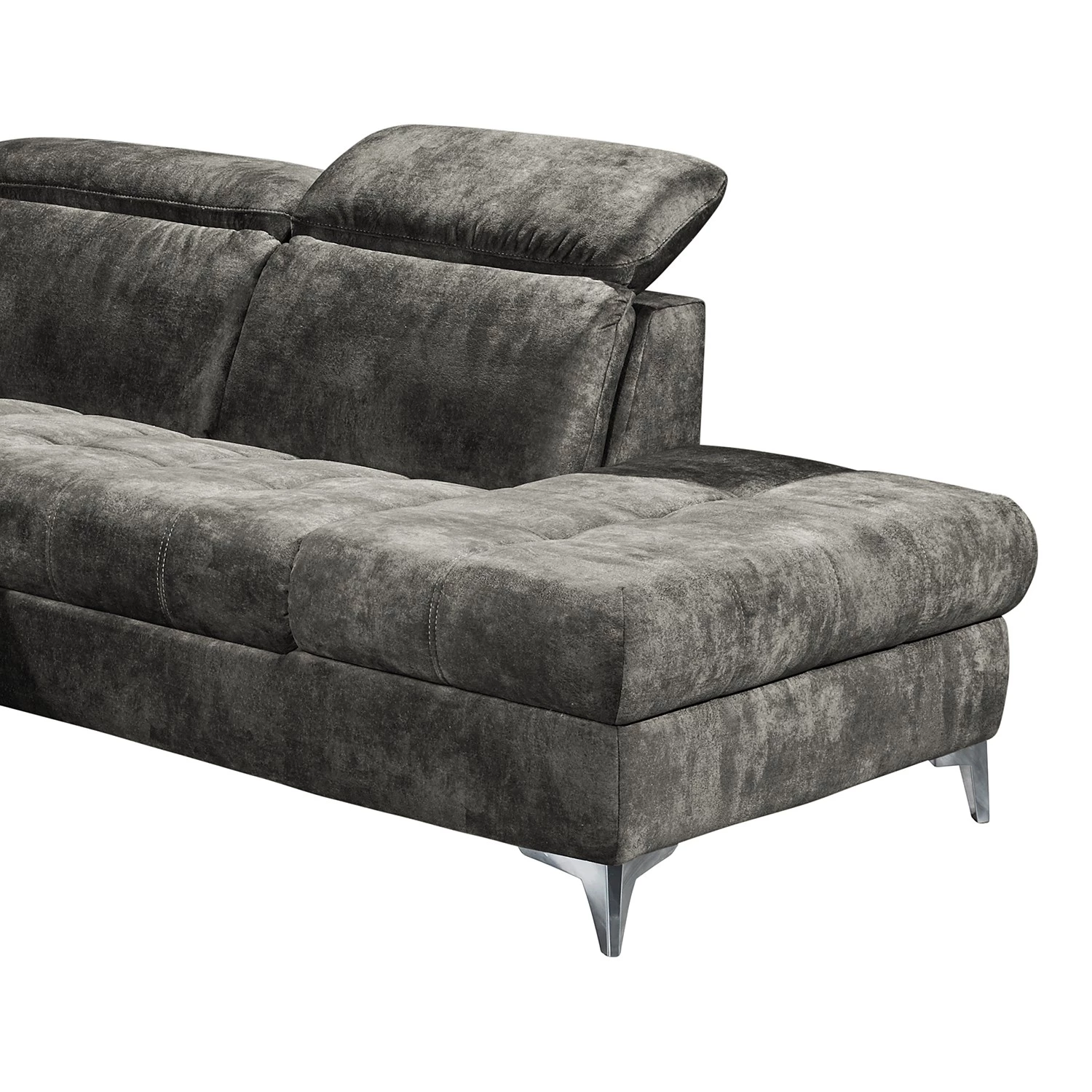 Loftscape Canapé d’angle Groslay - Velours - Velours Insa: Gris - Méridienne longue à droite (vue de face) 10 Loftscape Canapé d’angle Groslay - Velours - Velours Insa: Gris - Méridienne longue à droite (vue de face) – Image 10