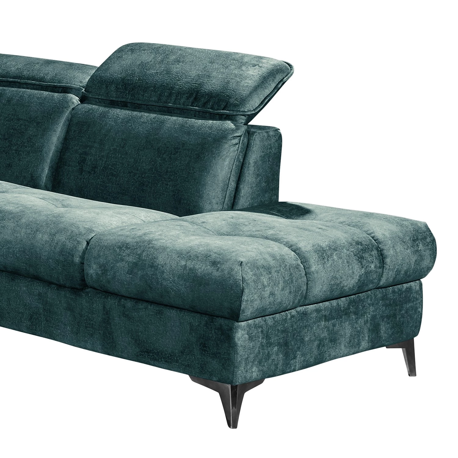 Loftscape Canapé panoramique Grillon - Velours - Velours Insa: Bleu fumée - Méridienne courte à gauche / longue à droite (vue de face) 13 Loftscape Canapé panoramique Grillon - Velours - Velours Insa: Bleu fumée - Méridienne courte à gauche / longue à droite (vue de face) – Image 13