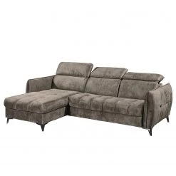 Loftscape Canapé d’angle Grillon - Velours - Velours Insa: Gris minéral