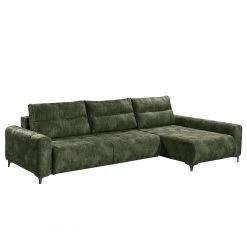 Loftscape Canapé d’angle Venouse - Velours - Velours Insa: Vert mousse - Méridienne courte à droite (vue de face)
