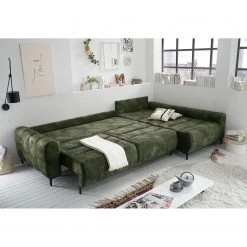 Loftscape Canapé d’angle Venouse - Velours - Velours Insa: Vert mousse - Méridienne courte à droite (vue de face) -Canapés Soldes Magasin 1000241732 210127 18330300982 DETAILS P000000001000241732