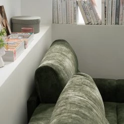 Loftscape Canapé d’angle Venouse - Velours - Velours Insa: Vert mousse - Méridienne courte à droite (vue de face) -Canapés Soldes Magasin 1000241732 210127 18331100986 DETAILS P000000001000241732