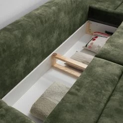 Loftscape Canapé d’angle Venouse - Velours - Velours Insa: Vert mousse - Méridienne courte à droite (vue de face) -Canapés Soldes Magasin 1000241732 210127 18331300987 DETAILS P000000001000241732