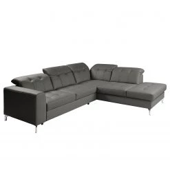 Fredriks Ecksofa White Pine - Cuir Mabra: Gris - Méridienne longue à droite (vue de face)