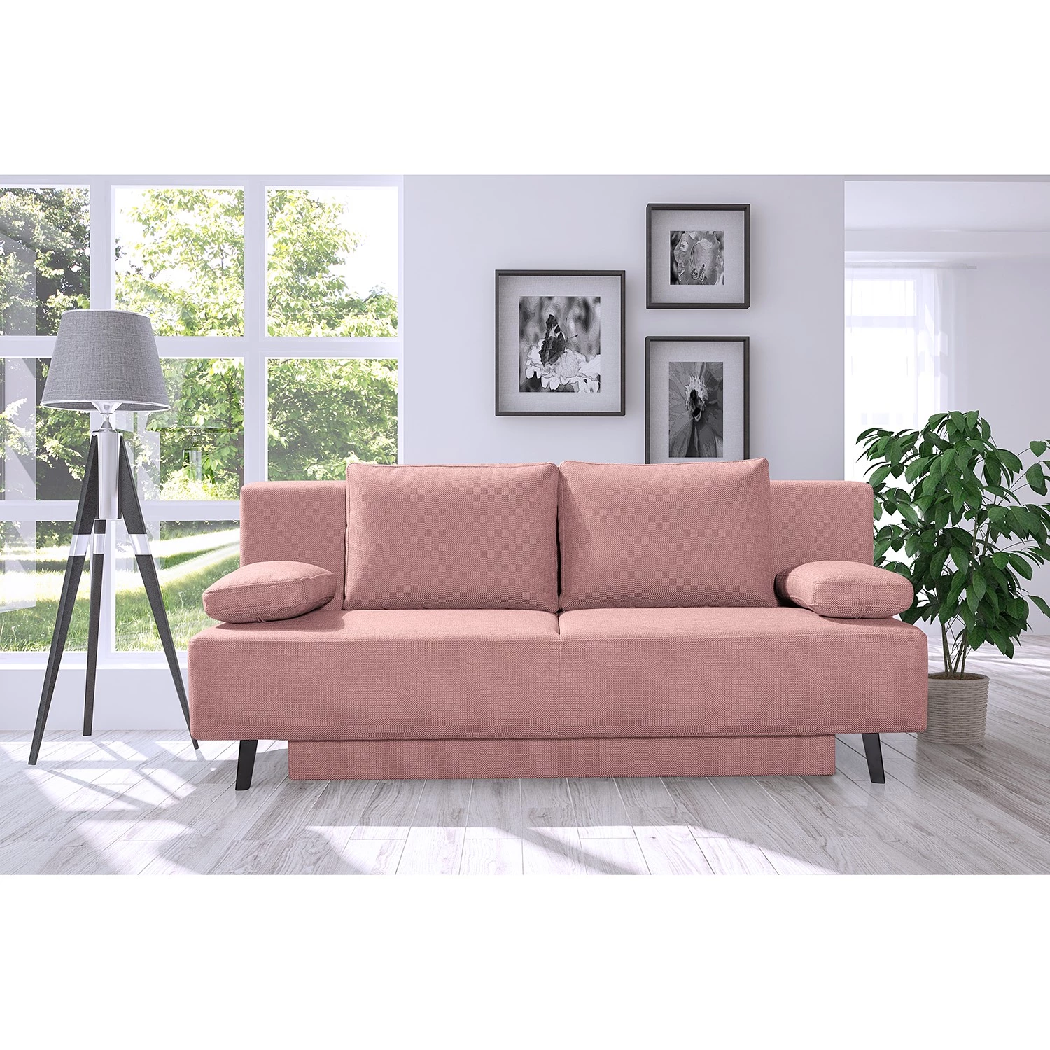 Mørteens Canapé convertible Kaukonen - Tissu structuré - Tissu structuré Stilla: Rose vieilli 2 Mørteens Canapé convertible Kaukonen - Tissu structuré - Tissu structuré Stilla: Rose vieilli – Image 2