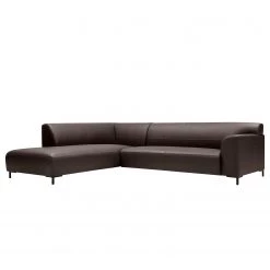 Studio Copenhagen Canapé d’angle Lussant - Cuir Seija: Marron foncé - Méridienne longue à gauche (vue de face) - Noir