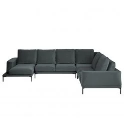 Fredriks Canapé panoramique Grossa - Velours - Velours Vaia: Gris foncé - Méridienne courte à gauche / longue à droite (vue de face) -Canapés Soldes Magasin 1000243322 210330 18224101234 DETAILS P000000001000243322