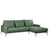Fredriks Canapé d’angle Garlin - Tissu - Tissu Sogol: Vert - Méridienne courte à droite (vue de face)